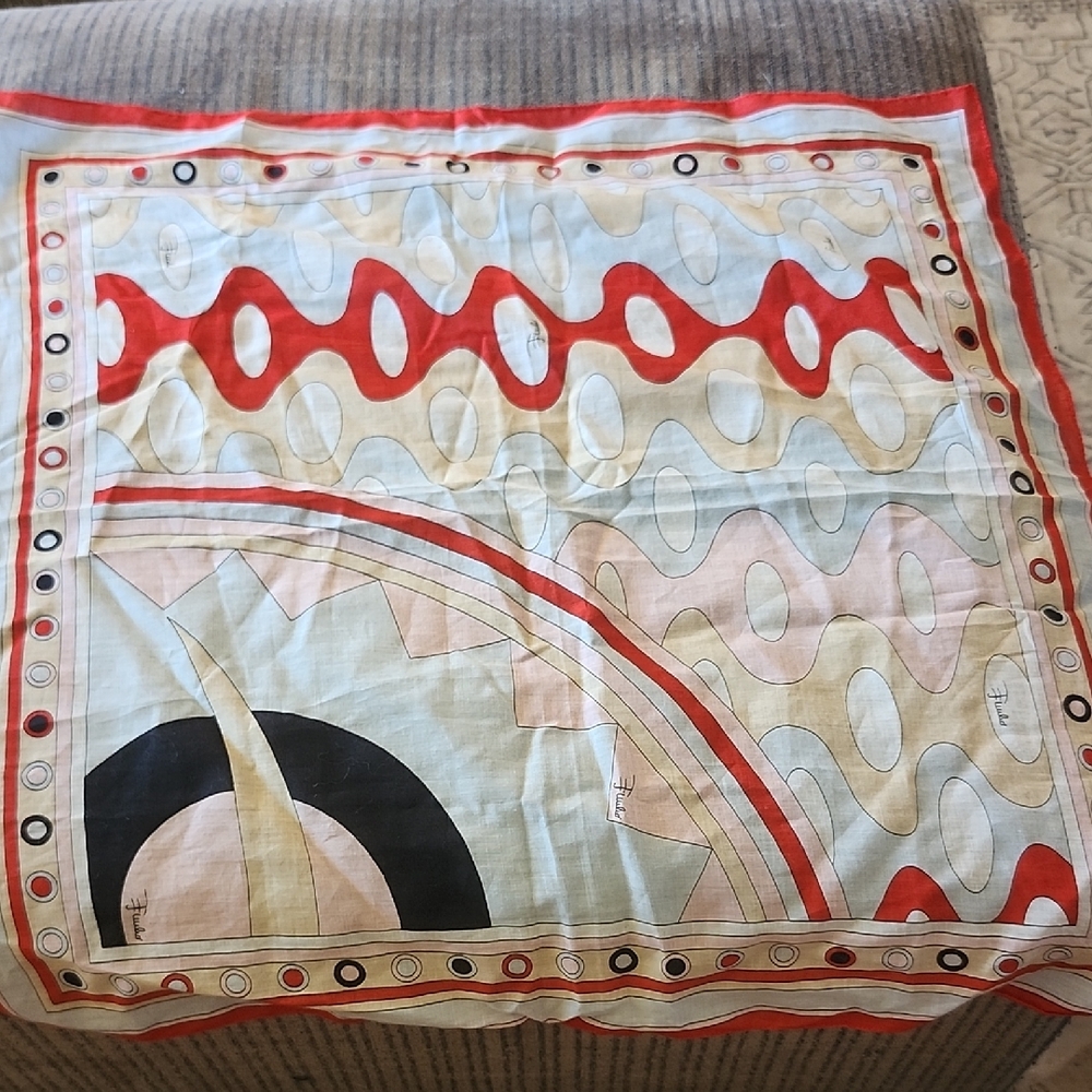 Emilio Pucci Red and Cream Abstract Throw